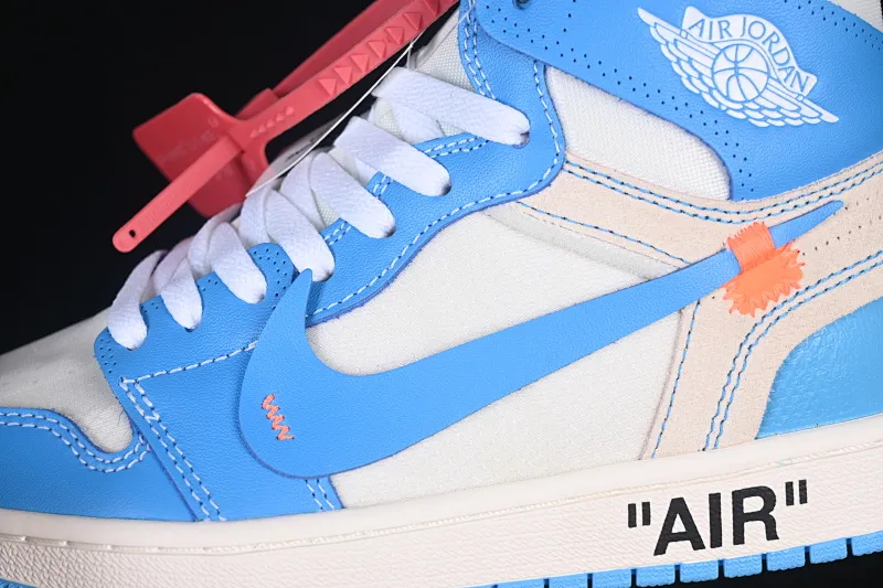 All categories Air Jordan Jordan series basketball shoes Air Jordan 1 High pure original special price Off White x Air Jordan OW AJ1 Joe 1 joint North Carolina blue high-top basketball shoes AQ0818-148